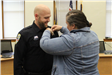 030323 Police Promotion Detective Britt Jameson badge pinned by spouse