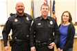 030323 Police Promotion Sergeant Jeff DeVrieze with spouse and Chief Kies