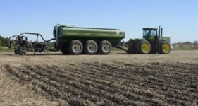 Crop area with machinery