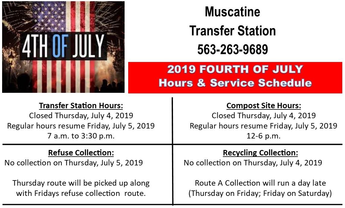 Independence Day Schedule Refuse and Recycling Schedule 2019 (JPG)