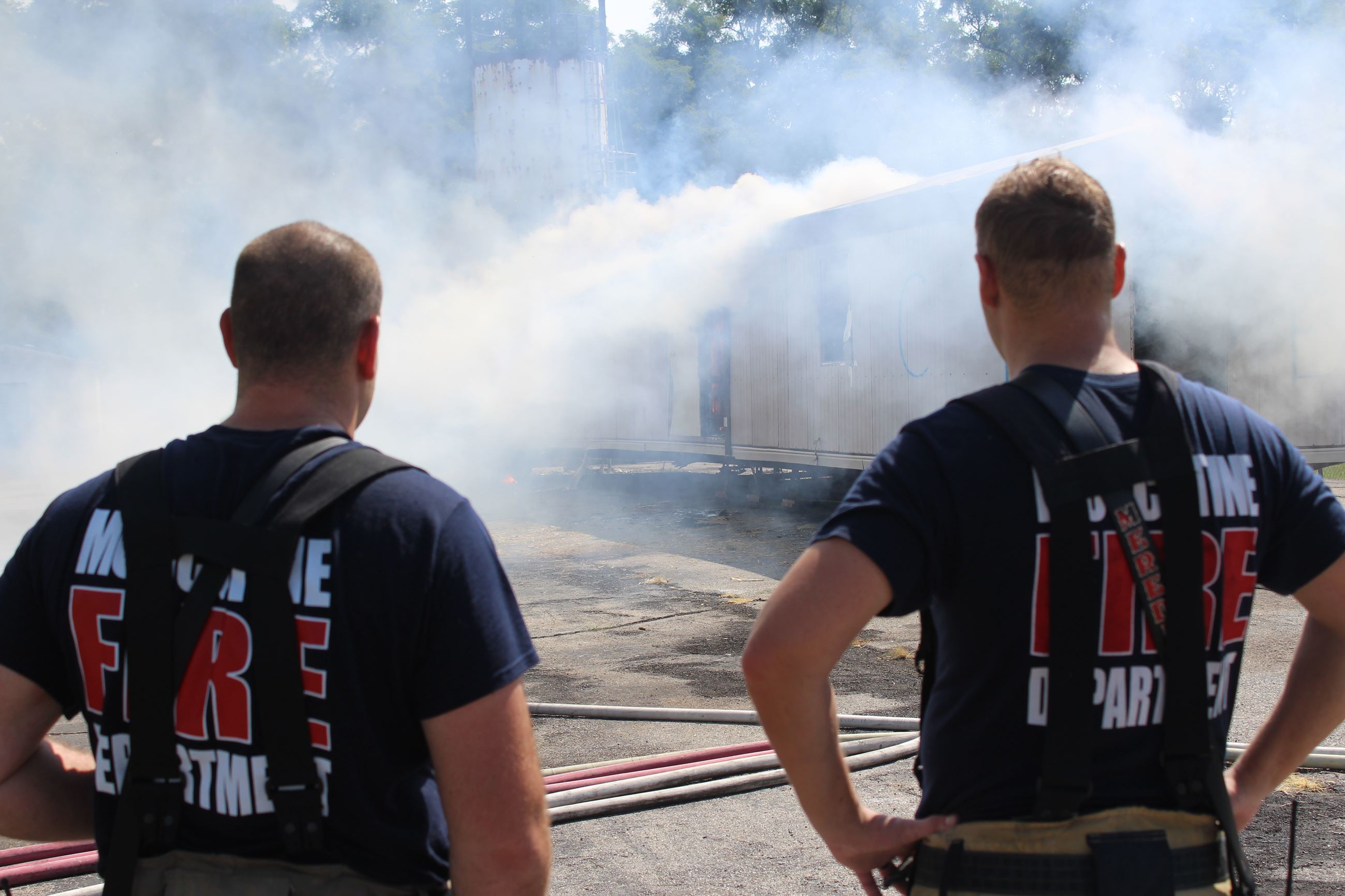 Watching the smoke escape - Fire Academy Training Burn 090222 (JPG)