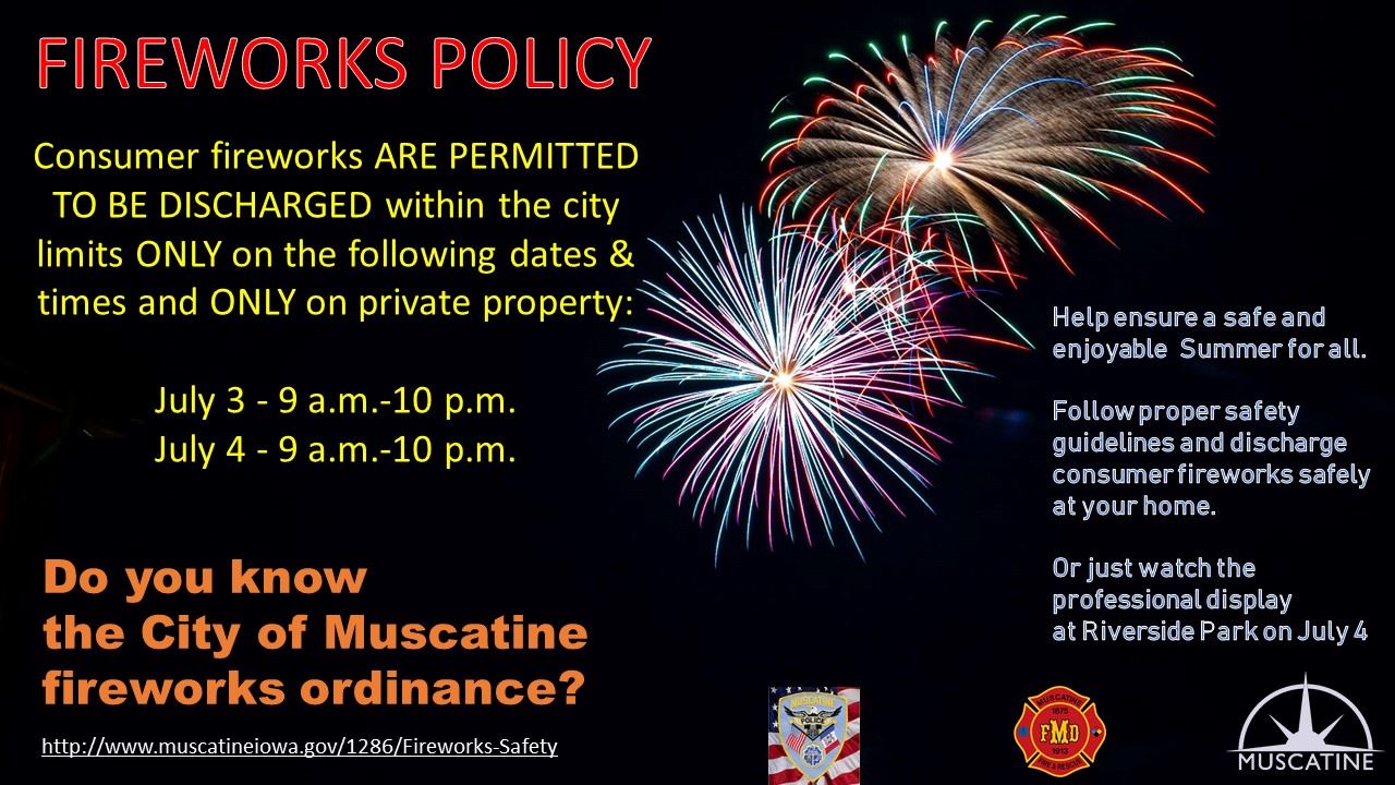 Promo concerning City of Muscatine Fireworks Policy 2024 (JPG)